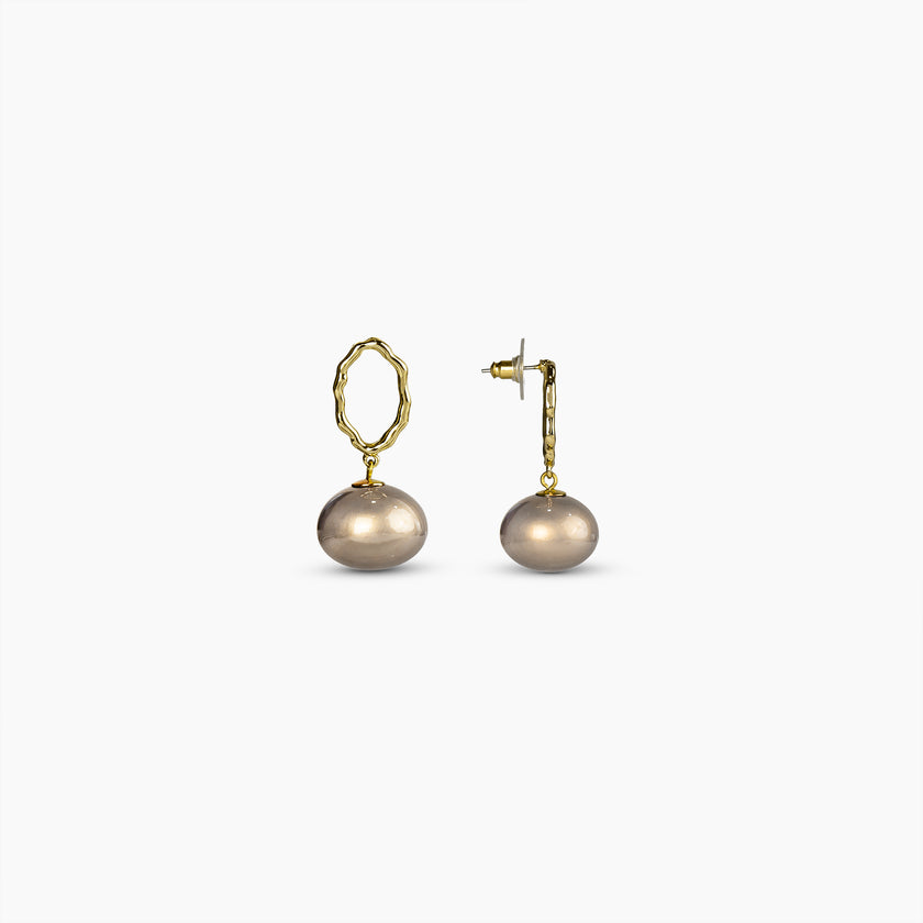 Sculpted Grey Pearl Drop Earrings