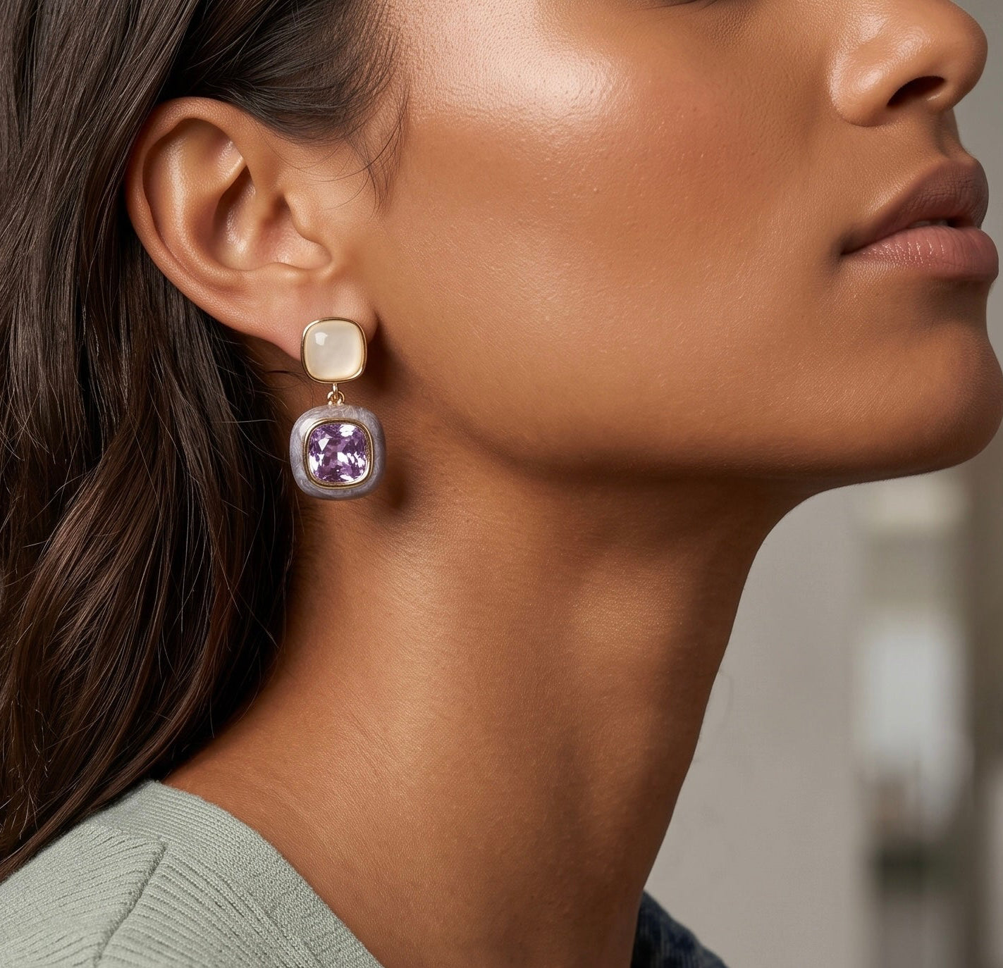 Lavender Glaze Drop Earrings
