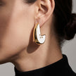 Gold White Enamel Earrings