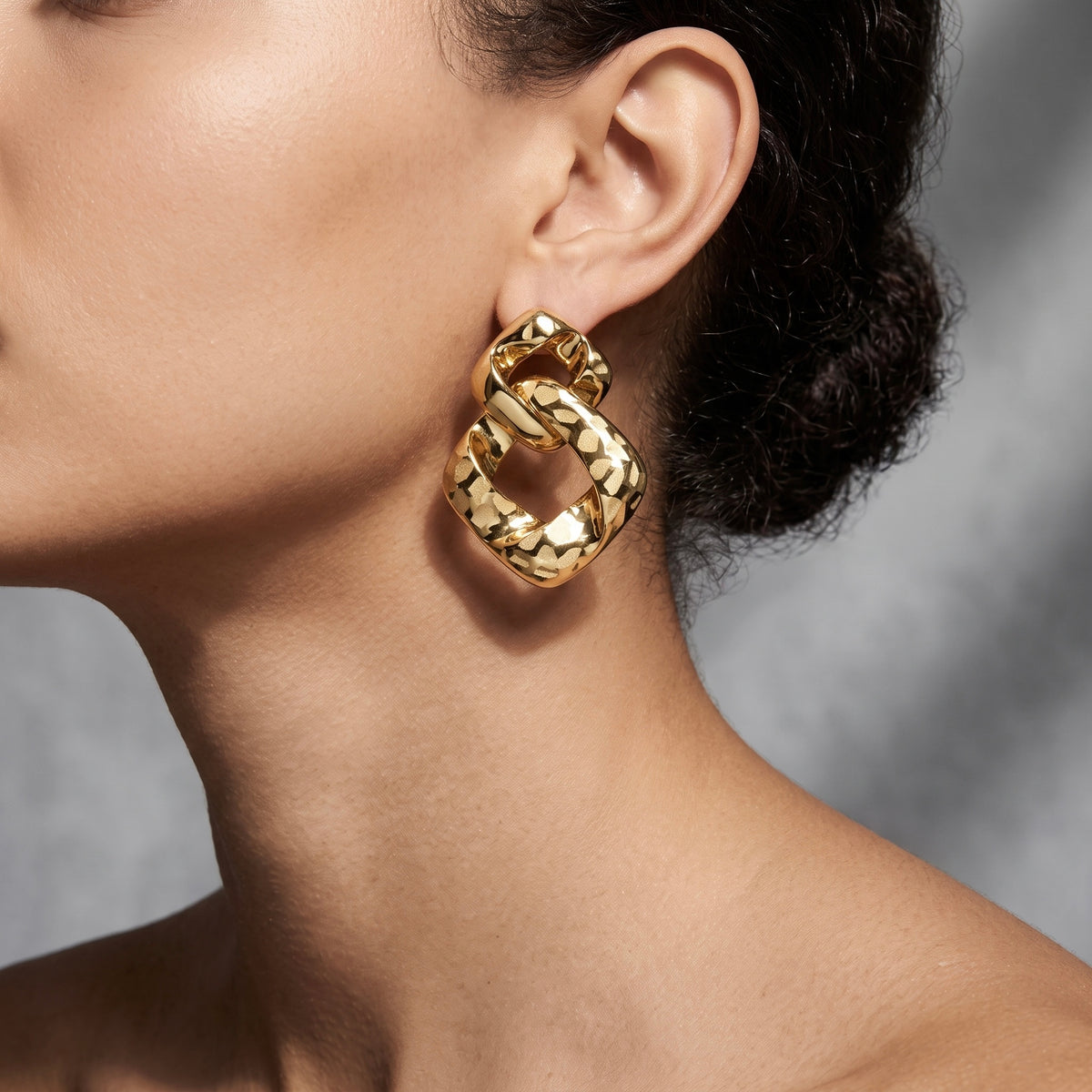Gold Geometric Link Earrings
