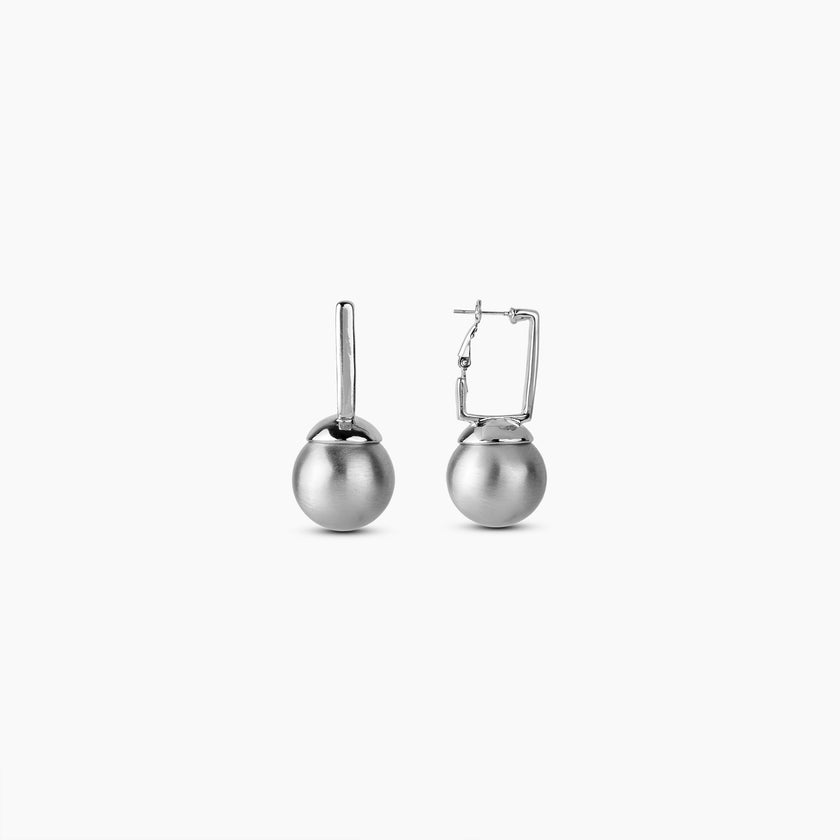 Brushed Mood Silver Orbit Earrings