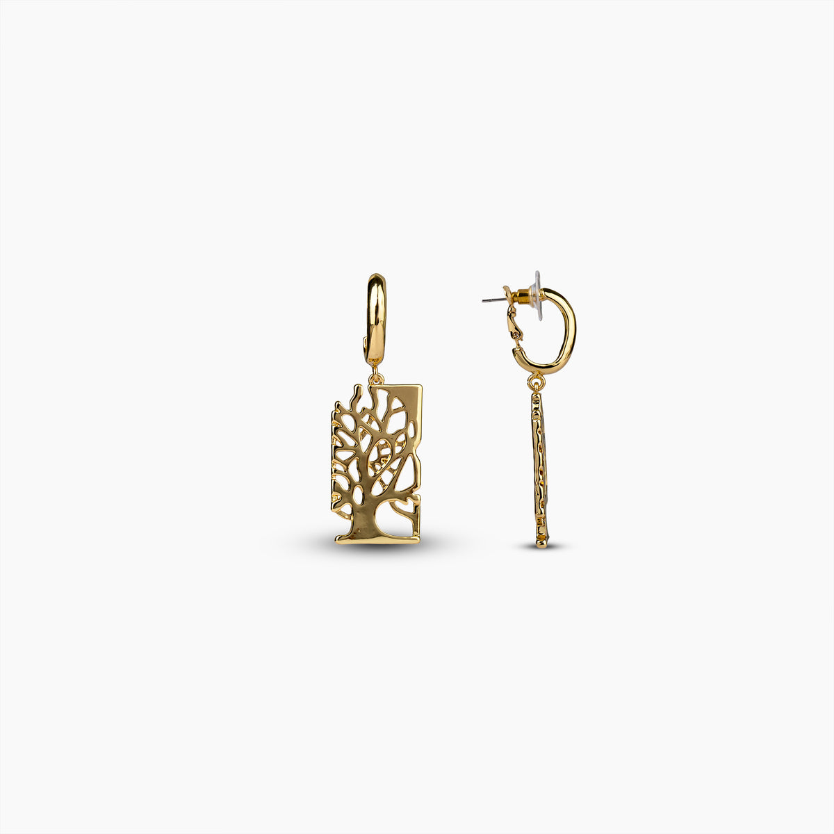 Gold Tree Drop Earrings