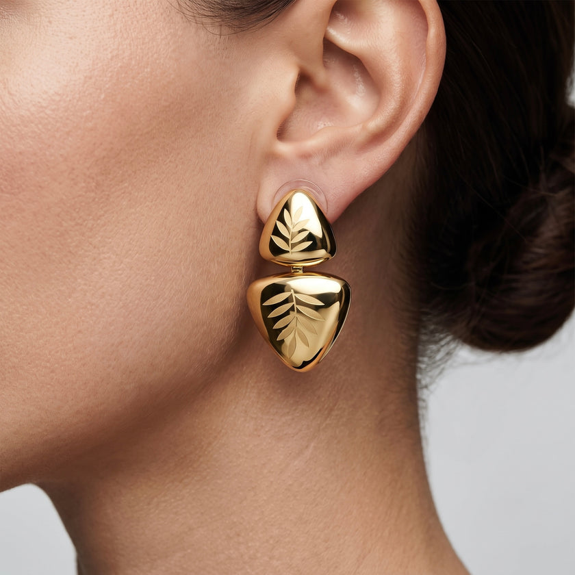 Gold Leaf Drop Earrings