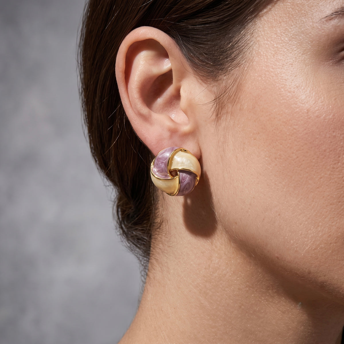 Mauve Swirl Stud Earrings