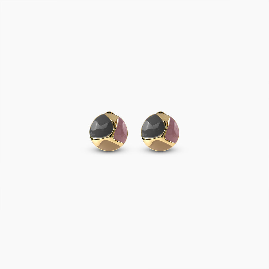 Tri-Color Enamel Dome Earrings