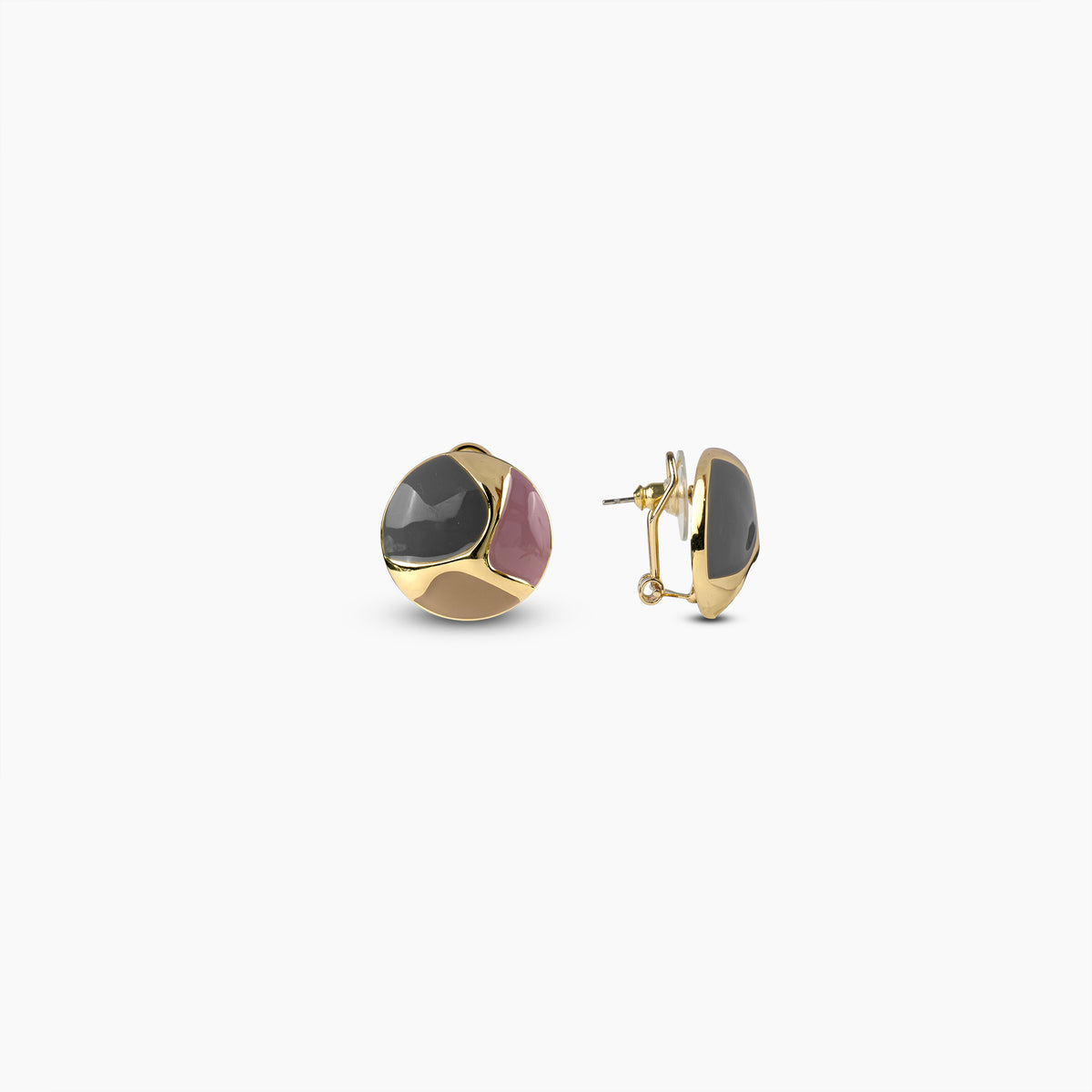 Tri-Color Enamel Dome Earrings