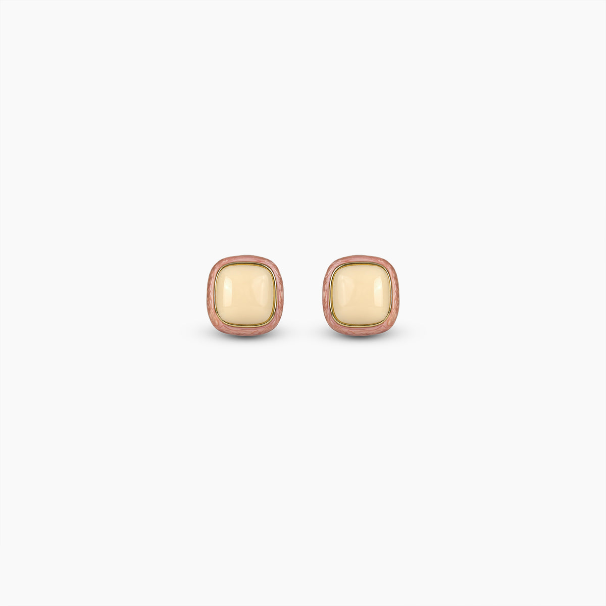Blush Enamel Square Earrings