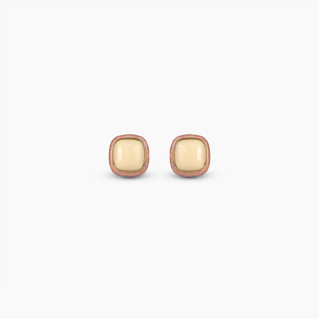 Blush Enamel Square Earrings