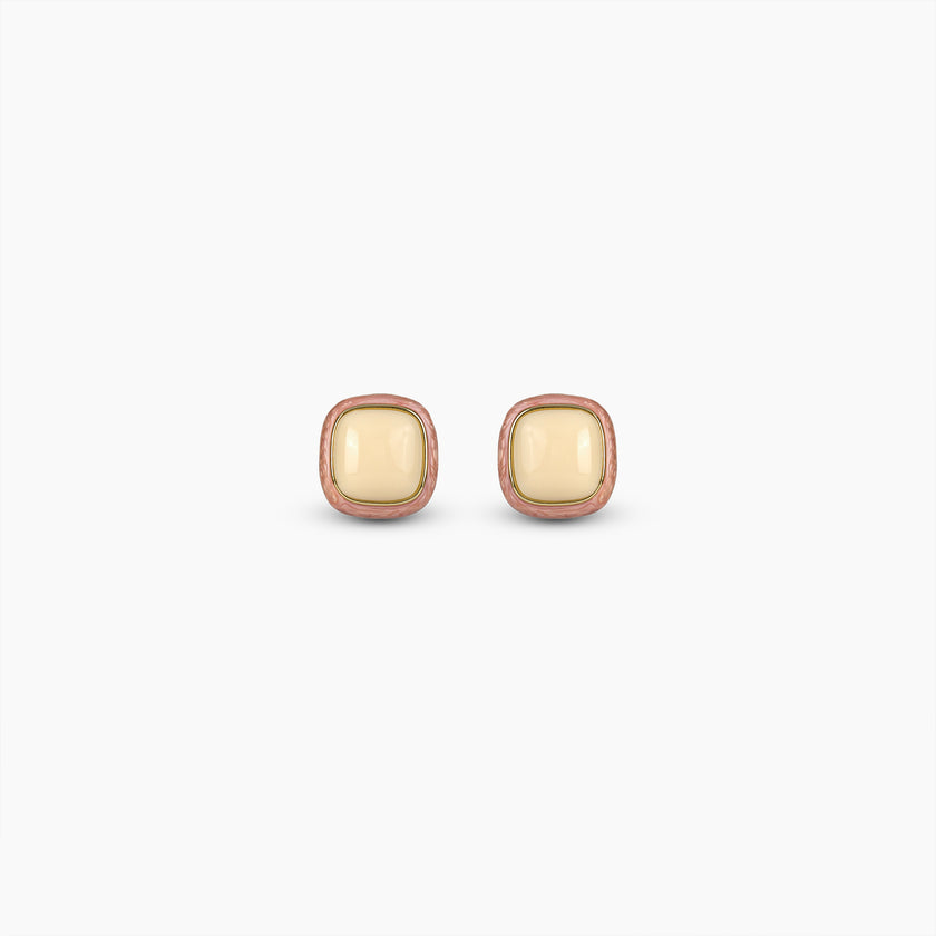 Blush Enamel Square Earrings