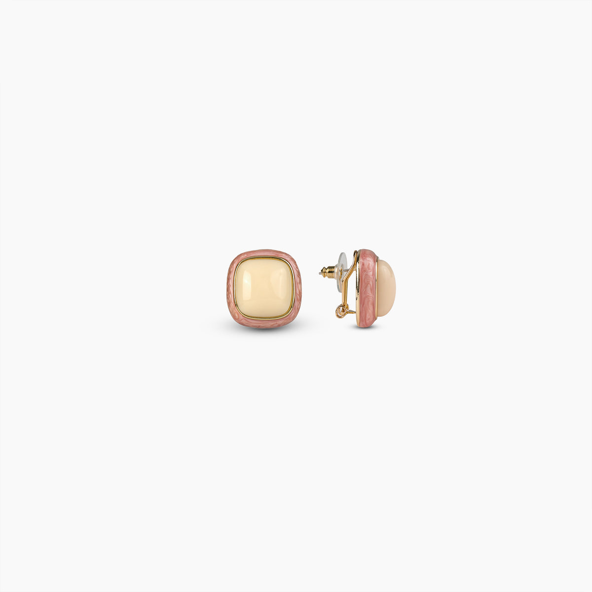 Blush Enamel Square Earrings
