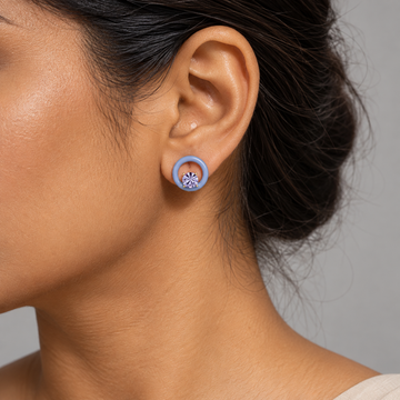 Lilac Enamel Stone Earrings