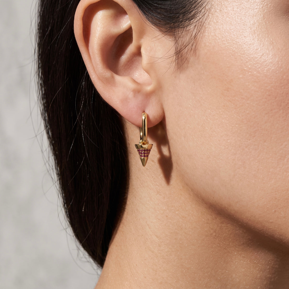 Ruby Spike Huggie Earrings