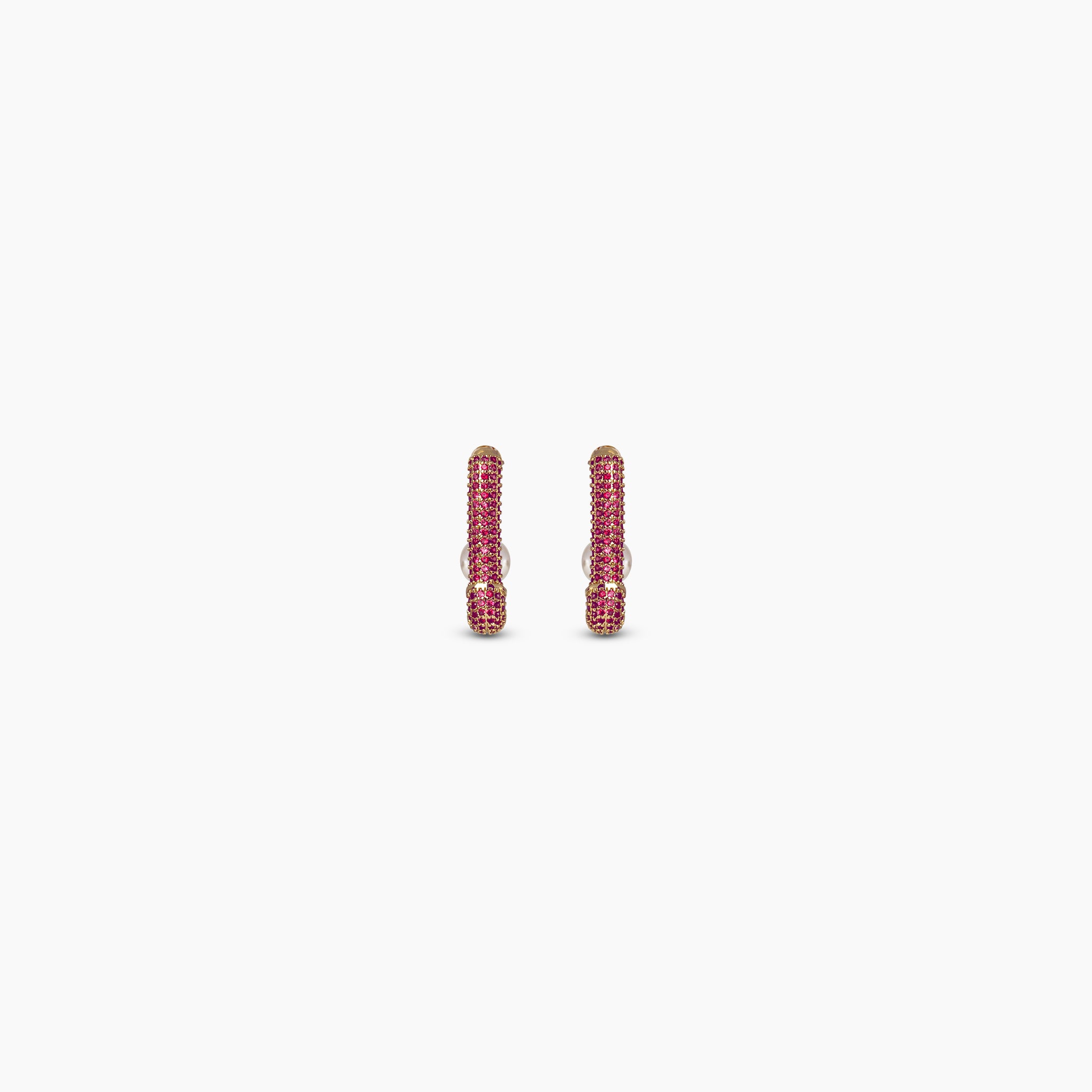Ruby Pearl Pavé Hoops