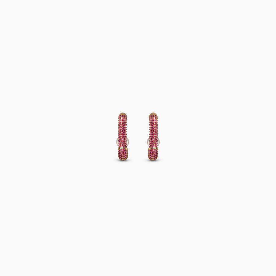 Ruby Pearl Pavé Hoops