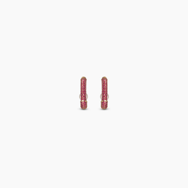 Ruby Pearl Pavé Hoops