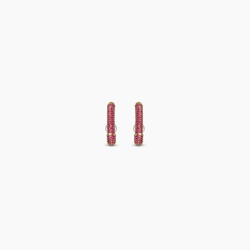 Ruby Pearl Pavé Hoops