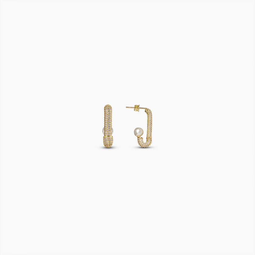 Diamond Pearl Pavé Hoops