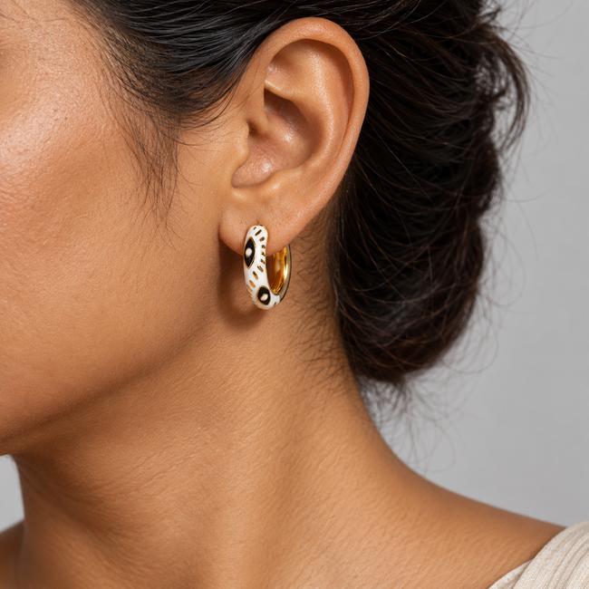 Rose Gold Evil Eye Hoops