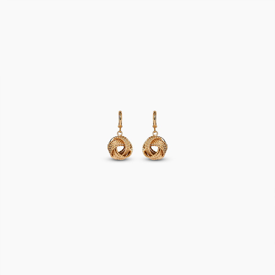 Gold Ribbed Knot Earrings
