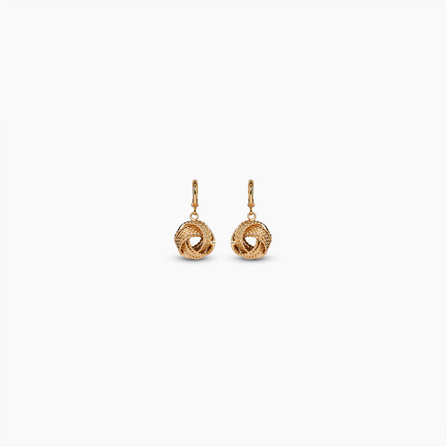 Gold Ribbed Knot Earrings