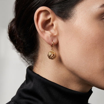 Gold Ribbed Knot Earrings