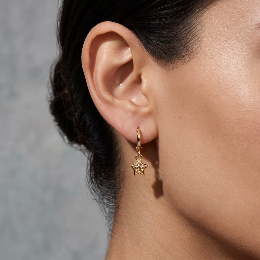 Gold Star Huggie Earrings