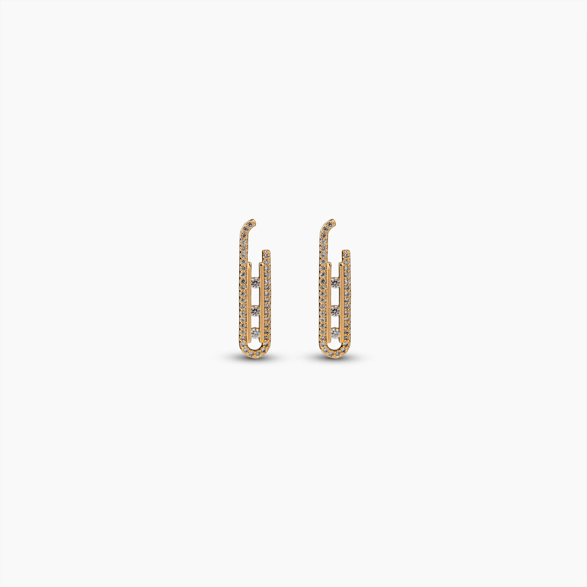 Gold Pavé Paperclip Earrings