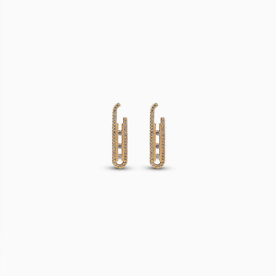 Gold Pavé Paperclip Earrings