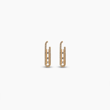 Gold Pavé Paperclip Earrings