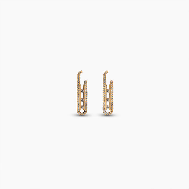 Gold Pavé Paperclip Earrings