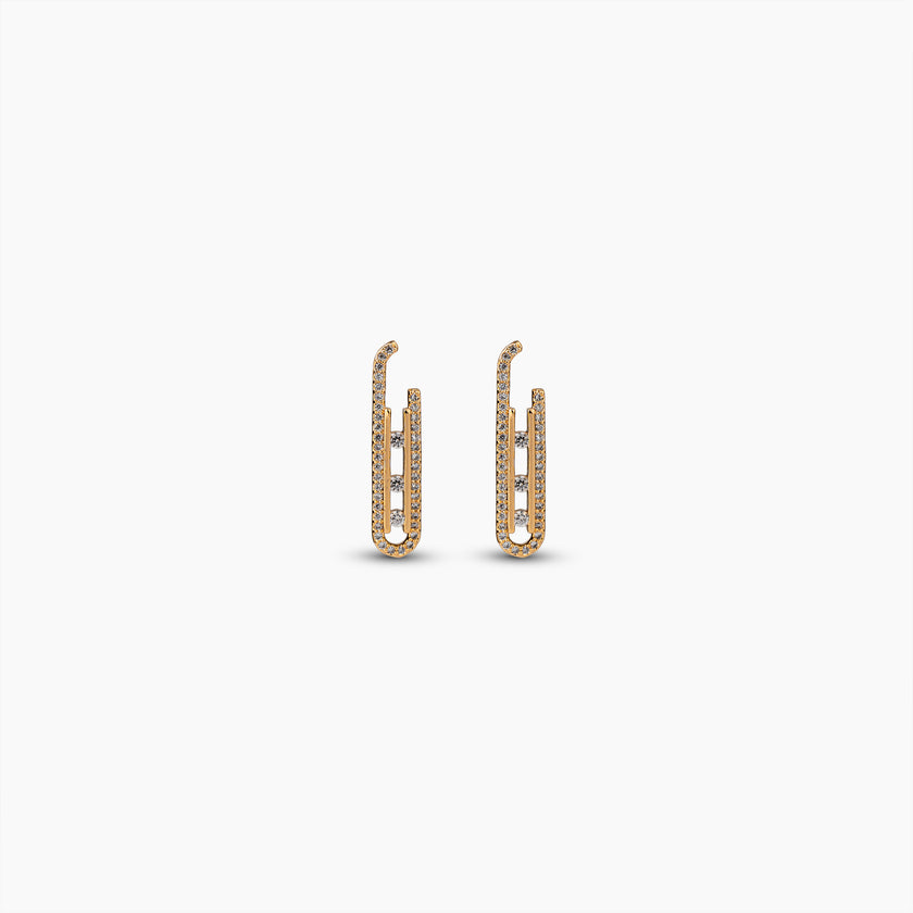 Gold Pavé Paperclip Earrings