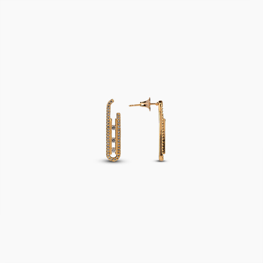 Gold Pavé Paperclip Earrings