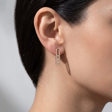Gold Pavé Paperclip Earrings