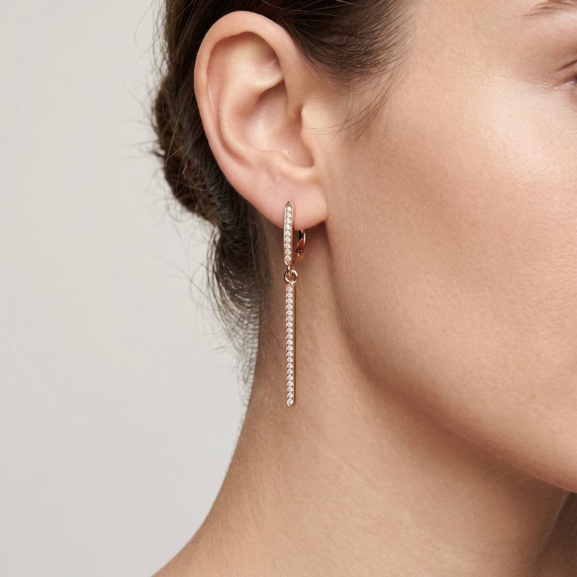 Gold Pavé Bar Earrings