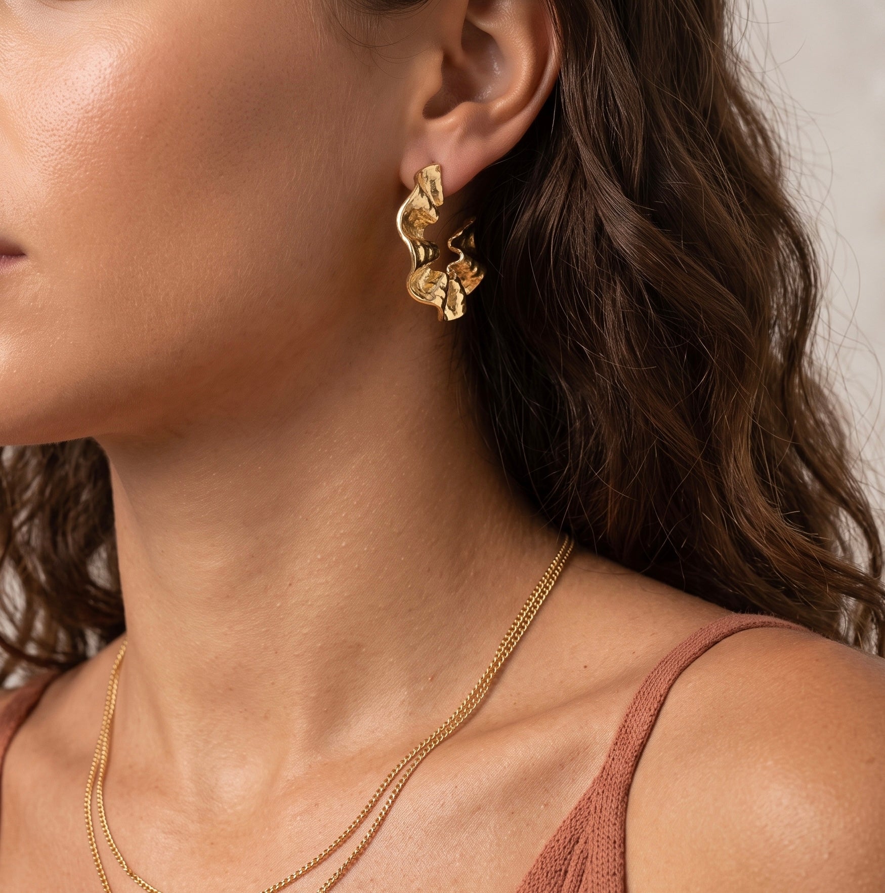 Ripple Gold Hoops
