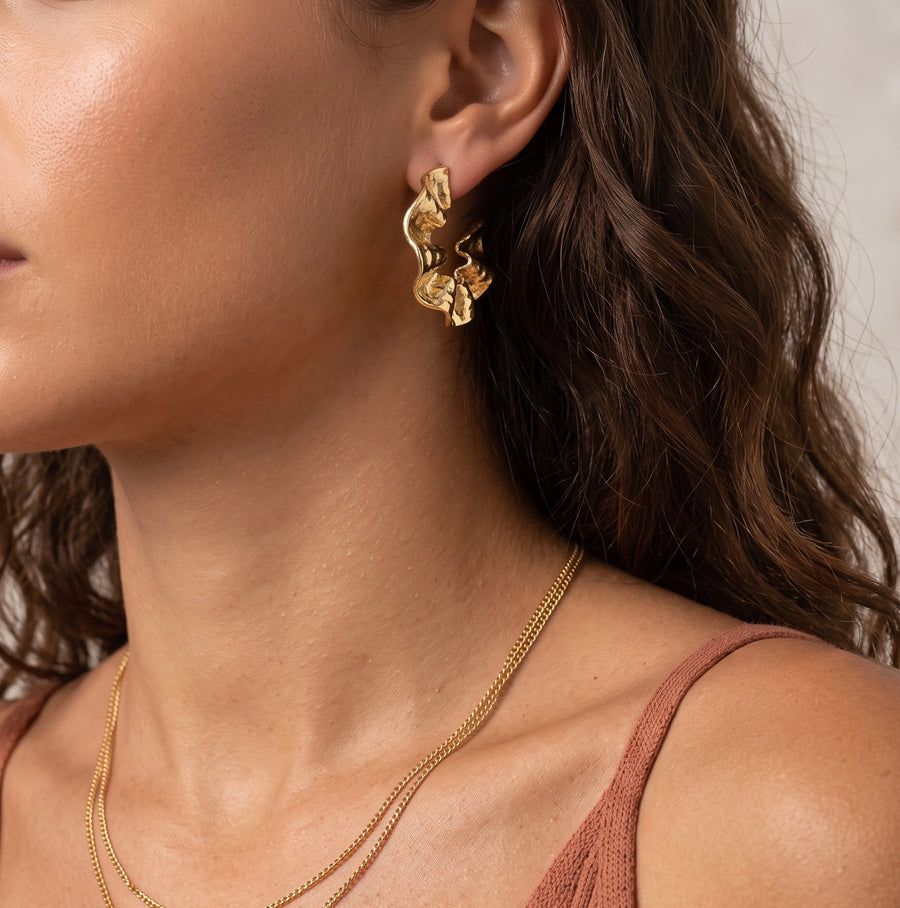 Ripple Gold Hoops