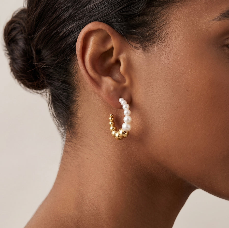 Harmony Pearl Hoop Earrings