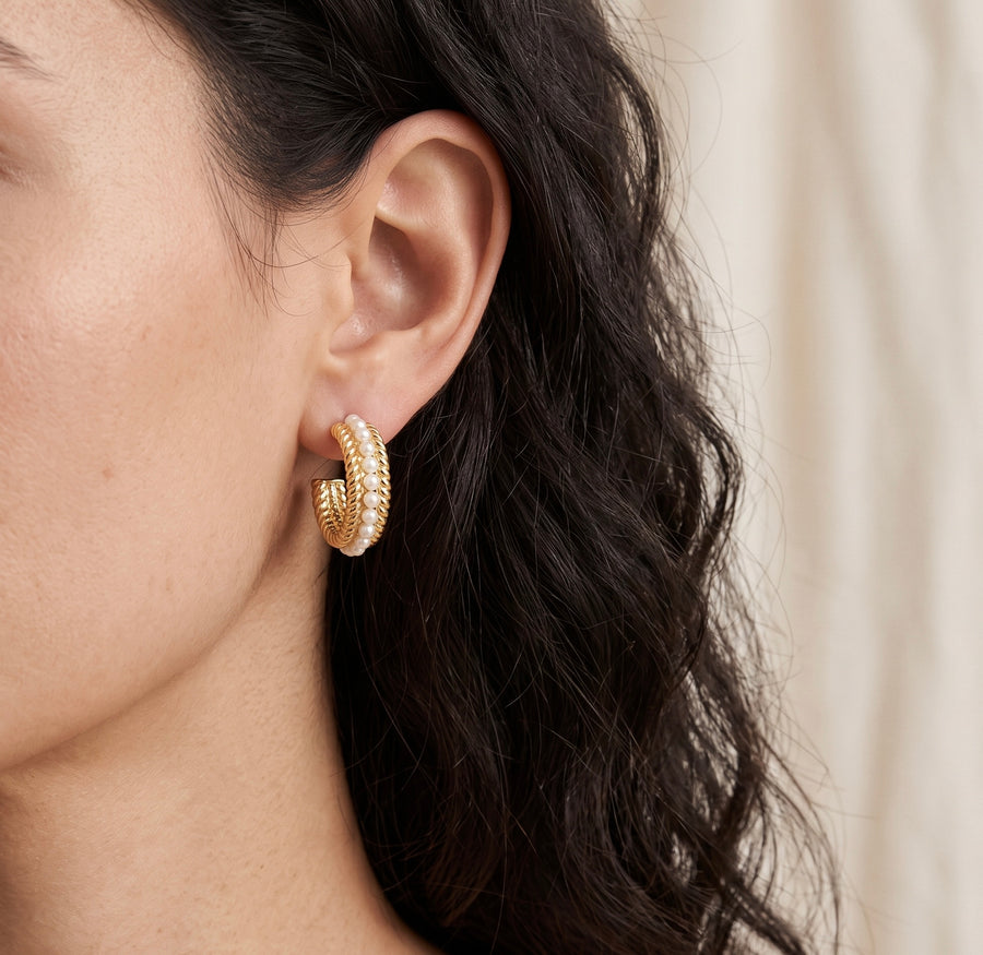 Pearl Track Hoops