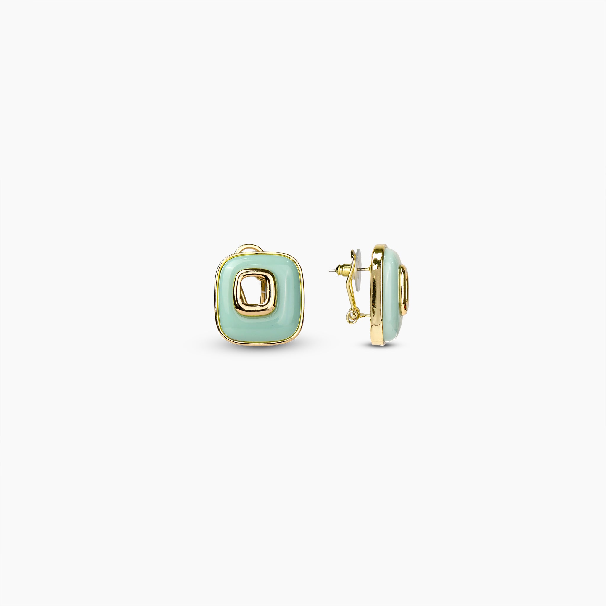 Mint Cushion Stud Earrings