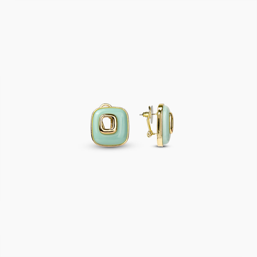 Mint Cushion Stud Earrings