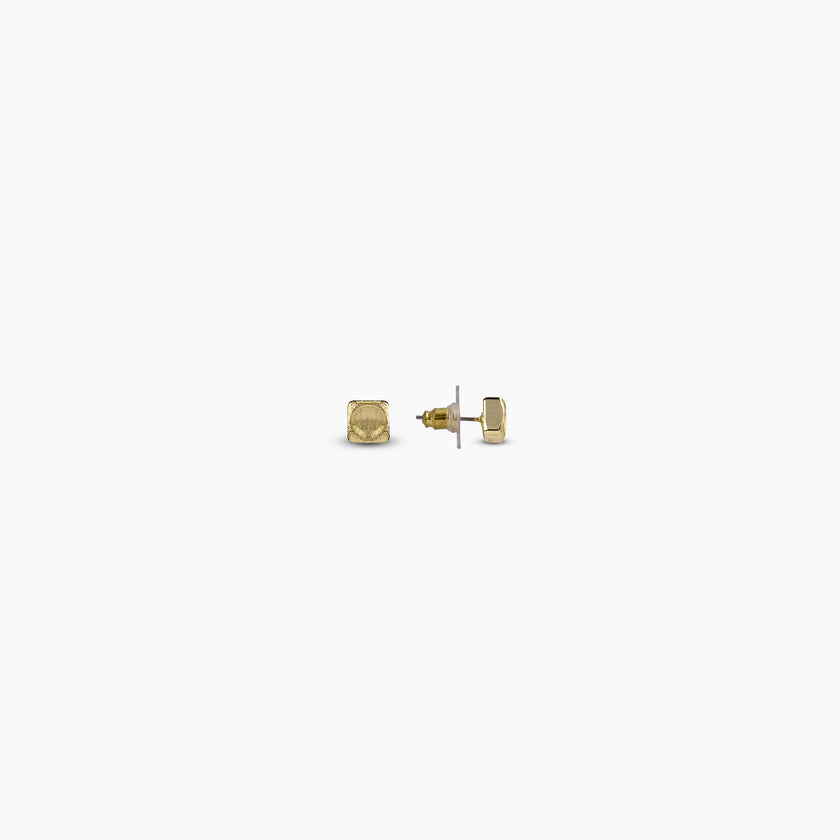 Textured Gold Square Earrings