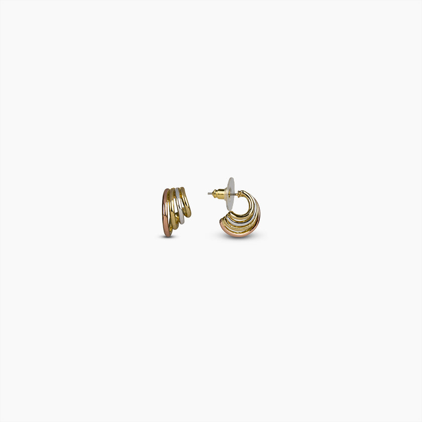 Tri-Color Multi-Band Earrings