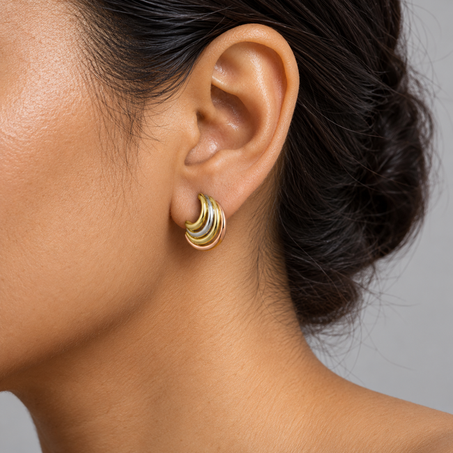Tri-Color Multi-Band Earrings