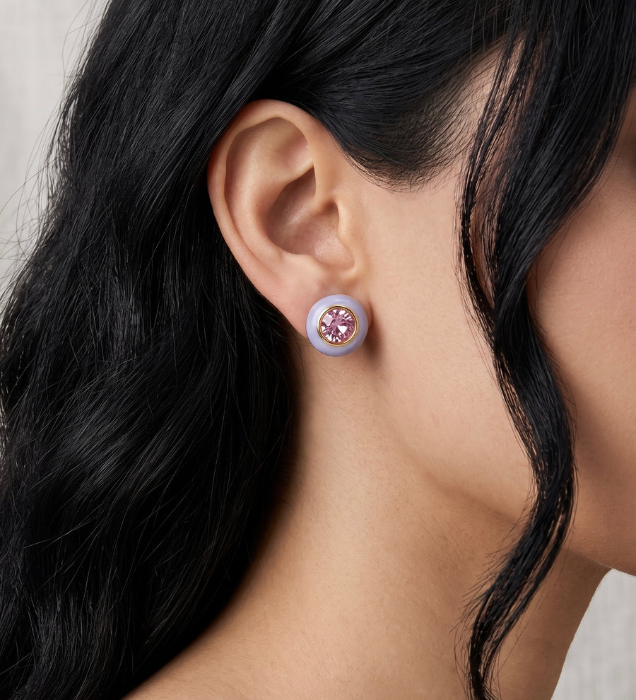 Lavender Pink Crystal Earrings