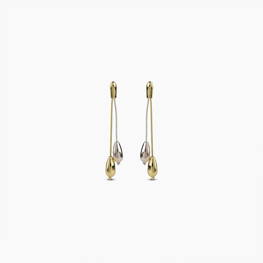 Mixed Metal Drop Earrings