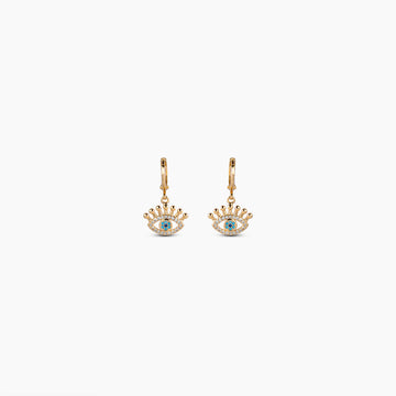 Studded Evil Eye Hoop Earrings