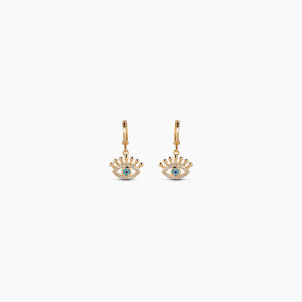 Studded Evil Eye Hoop Earrings