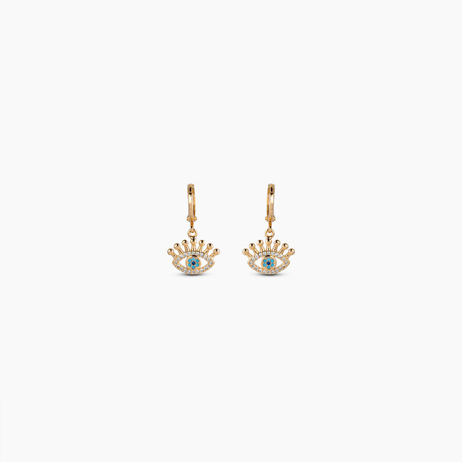 Studded Evil Eye Hoop Earrings