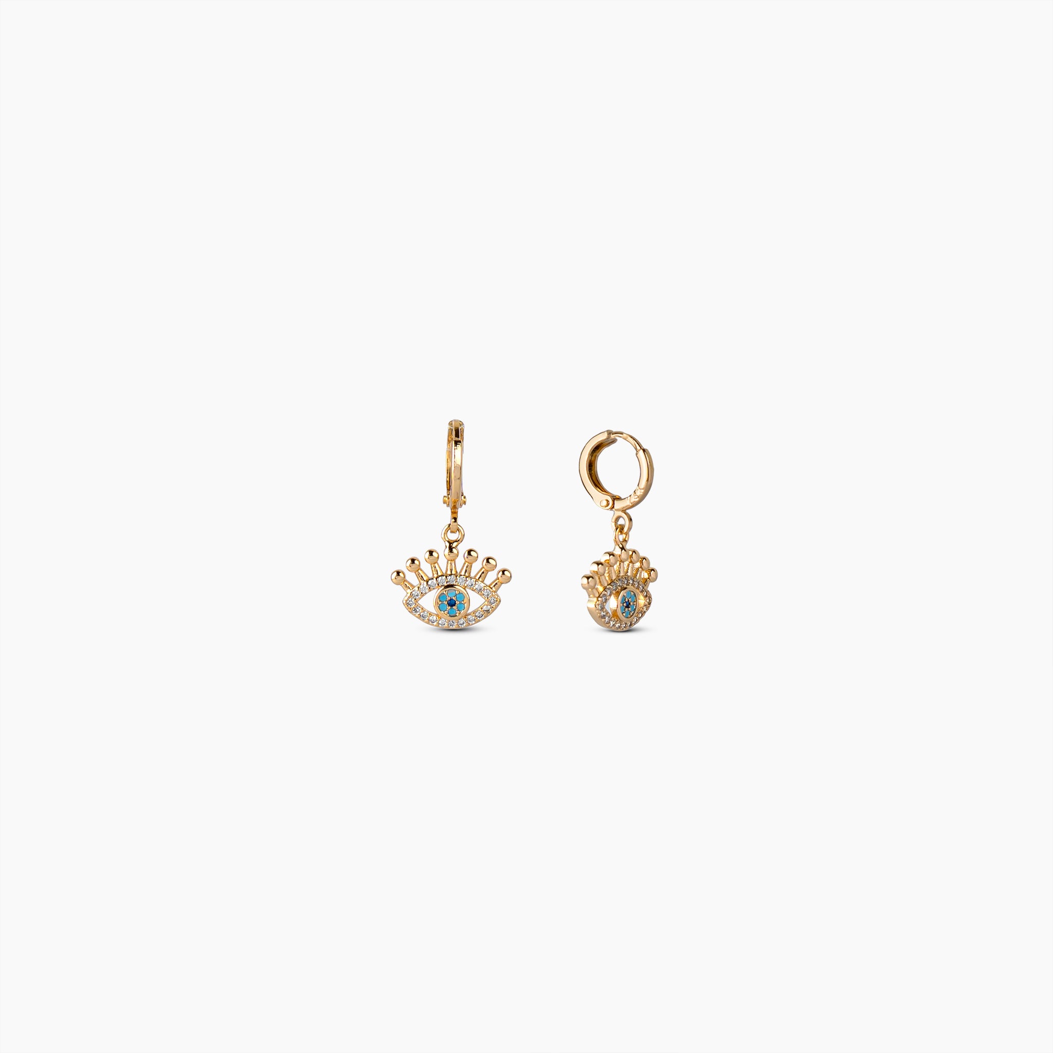 Studded Evil Eye Hoop Earrings