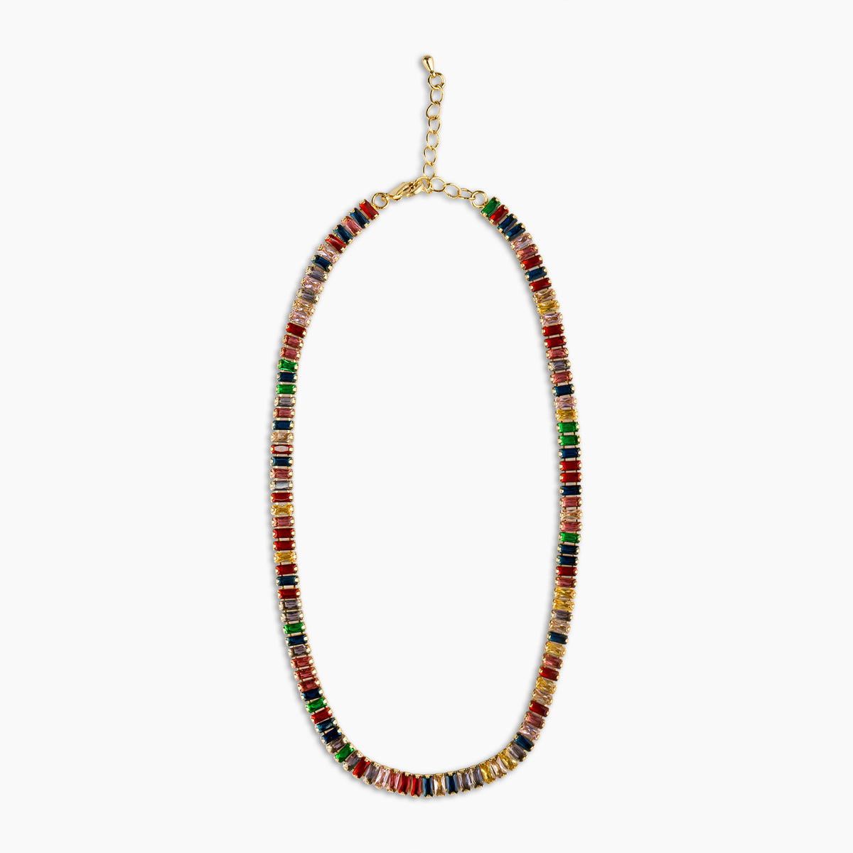 Rainbow Baguette Statement Necklace